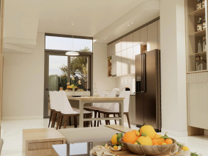 Thiết kế thi công nội thất phòng khách bếp tối giản hiện đại đẹp