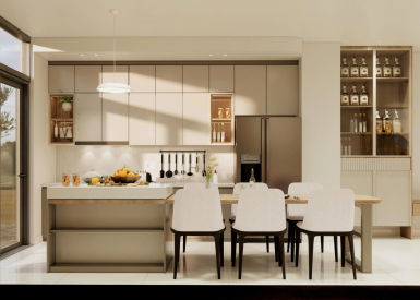 Thi công nội thất phòng khách bếp hiện đại liên thông đẹp sang trọng